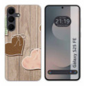 Funda Silicona para Samsung Galaxy S25 FE 5G diseño Corazones Madera Dibujos
