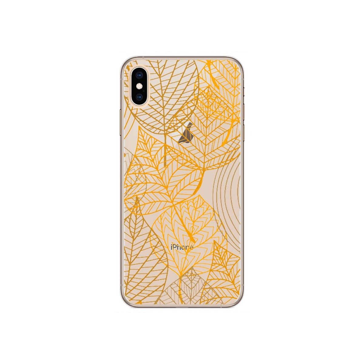 Funda Gel Transparente para Iphone XS Max Diseño Hojas Dibujos