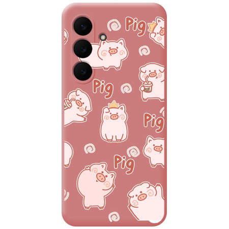 Funda Silicona Líquida Rosa para Samsung Galaxy S25 FE 5G diseño Cerdos Dibujos