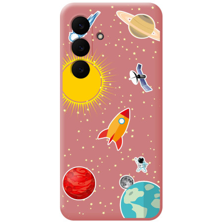 Funda Silicona Líquida Rosa para Samsung Galaxy S25 FE 5G diseño Espacio Dibujos