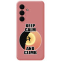 Funda Silicona Líquida Rosa para Samsung Galaxy S25 FE 5G diseño Hombre Escalada Dibujos