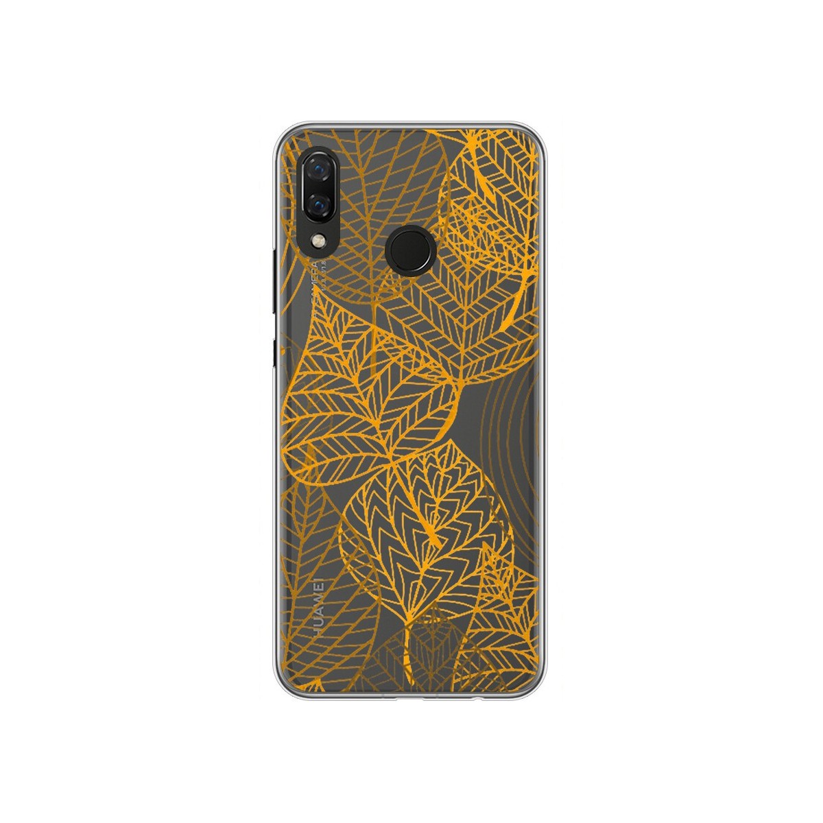 Funda Gel Transparente para Huawei P Smart Plus Diseño Hojas Dibujos