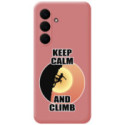 Funda Silicona Líquida Rosa para Samsung Galaxy S25 FE 5G diseño Mujer Escalada Dibujos