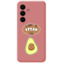 Funda Silicona Líquida Rosa para Samsung Galaxy S25 FE 5G diseño Vegan Life Dibujos
