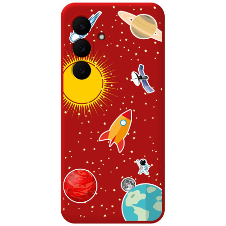 Funda Silicona Líquida Roja para Samsung Galaxy S25 FE 5G diseño Espacio Dibujos