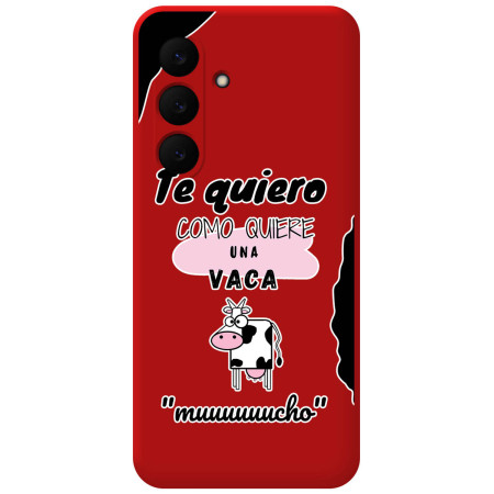 Funda Silicona Líquida Roja para Samsung Galaxy S25 FE 5G diseño Vaca Dibujos