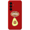 Funda Silicona Líquida Roja para Samsung Galaxy S25 FE 5G diseño Vegan Life Dibujos