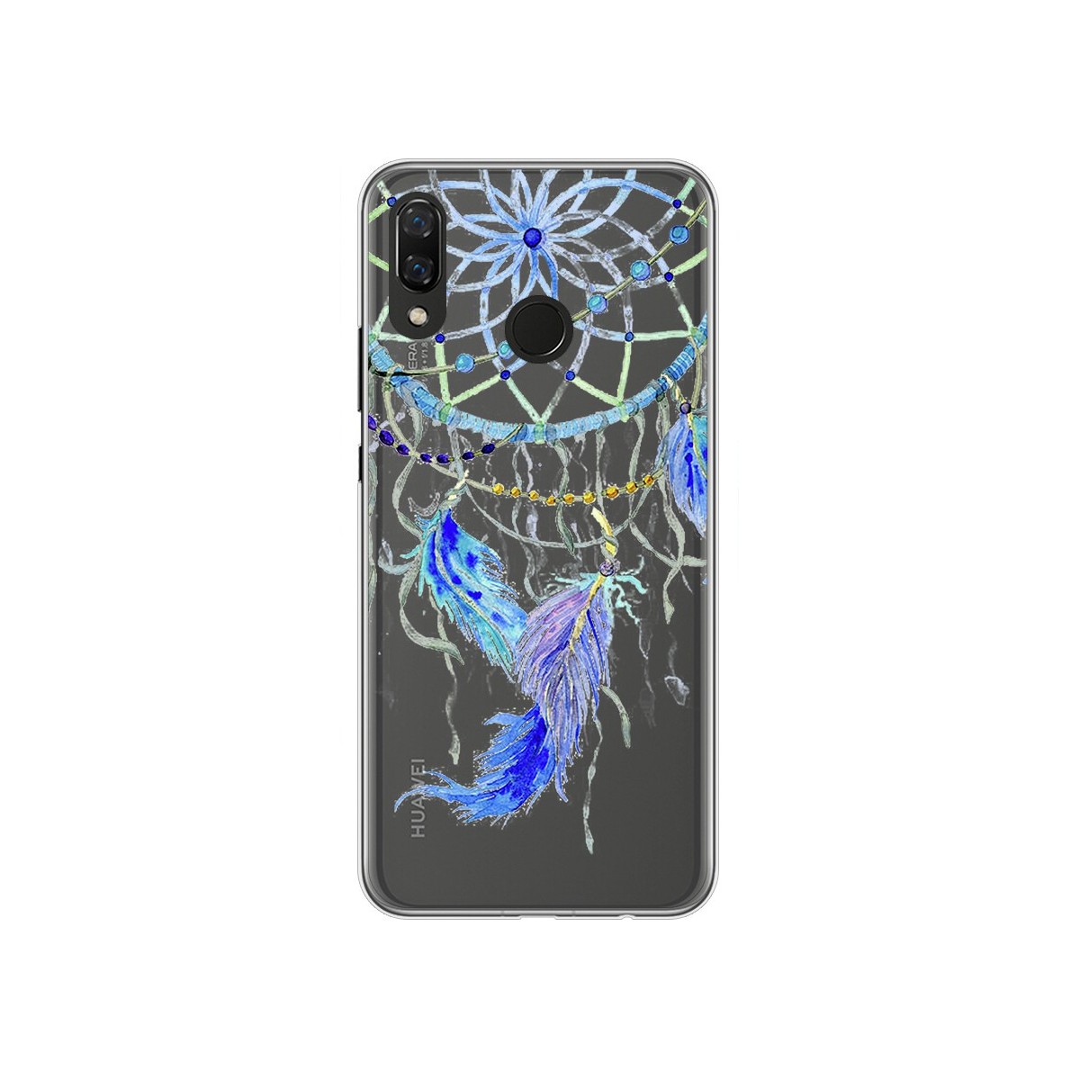 Funda Gel Transparente para Huawei P Smart Plus Diseño Plumas Dibujos