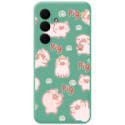 Funda Silicona Líquida Verde para Samsung Galaxy S25 FE 5G diseño Cerdos Dibujos