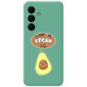 Funda Silicona Líquida Verde para Samsung Galaxy S25 FE 5G diseño Vegan Life Dibujos