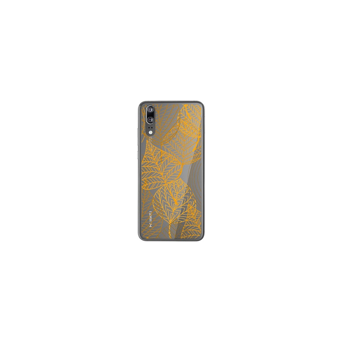 Funda Gel Transparente para Huawei P20 Diseño Hojas Dibujos