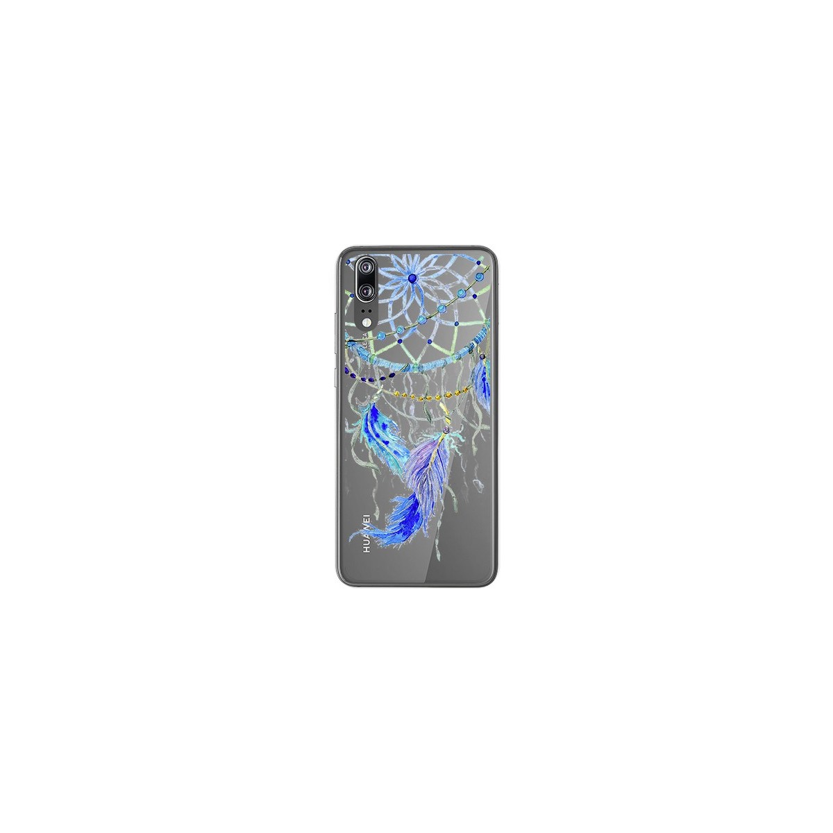 Funda Gel Transparente para Huawei P20 Diseño Plumas Dibujos