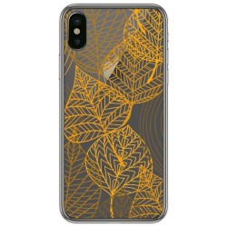 Funda Gel Transparente para Iphone X / XS Diseño Hojas Dibujos