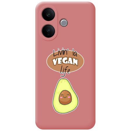 Funda Silicona Líquida Rosa para Vivo V60 Lite 5G diseño Vegan Life Dibujos