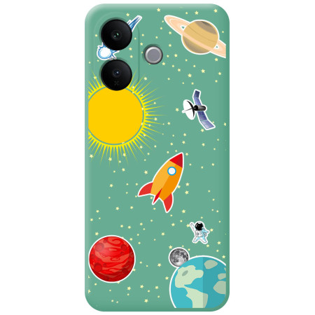 Funda Silicona Líquida Verde para Vivo V60 Lite 5G diseño Espacio Dibujos