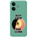 Funda Silicona Líquida Verde para Vivo V60 Lite 5G diseño Hombre Escalada Dibujos