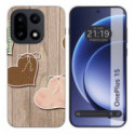 Funda Silicona para OnePlus 15 5G diseño Corazones Madera Dibujos