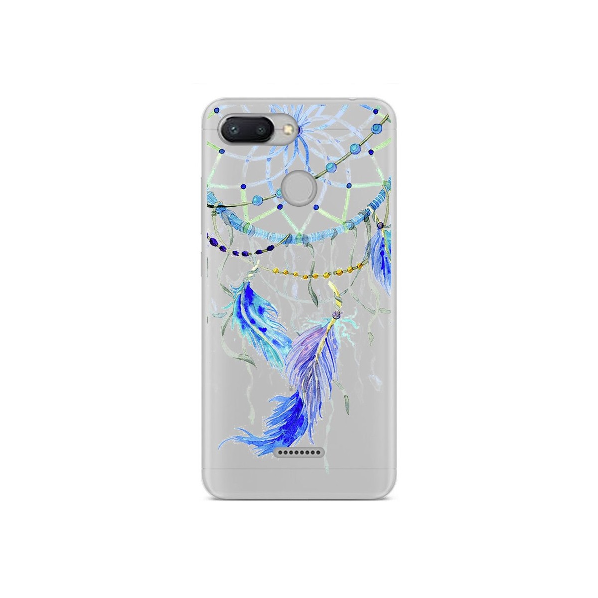 Funda Gel Transparente para Xiaomi Redmi 6 Diseño Plumas Dibujos