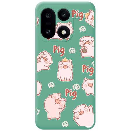 Funda Silicona Líquida Verde para OnePlus 15 5G diseño Cerdos Dibujos