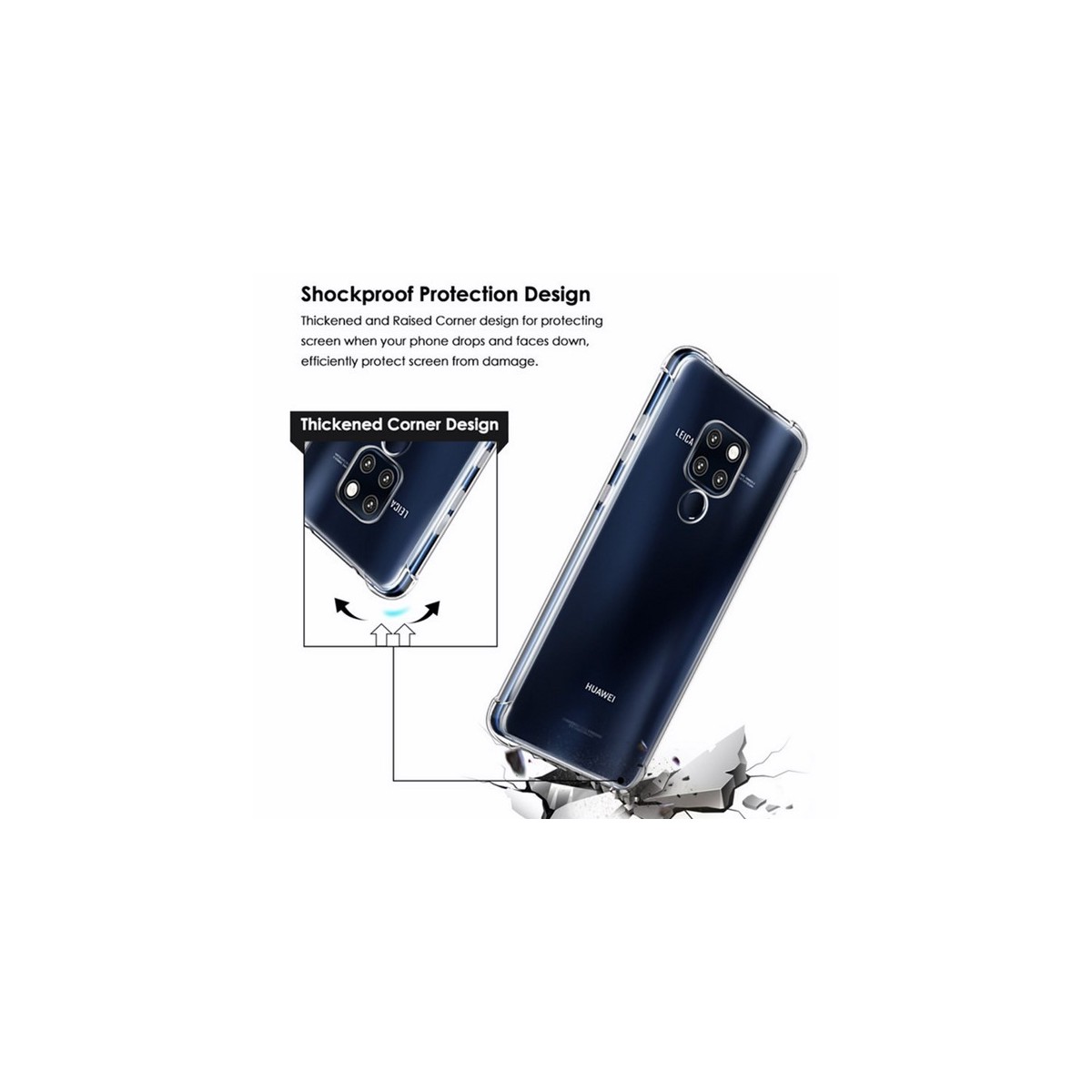 Funda Gel Tpu Anti-Shock Transparente para Huawei Mate 20