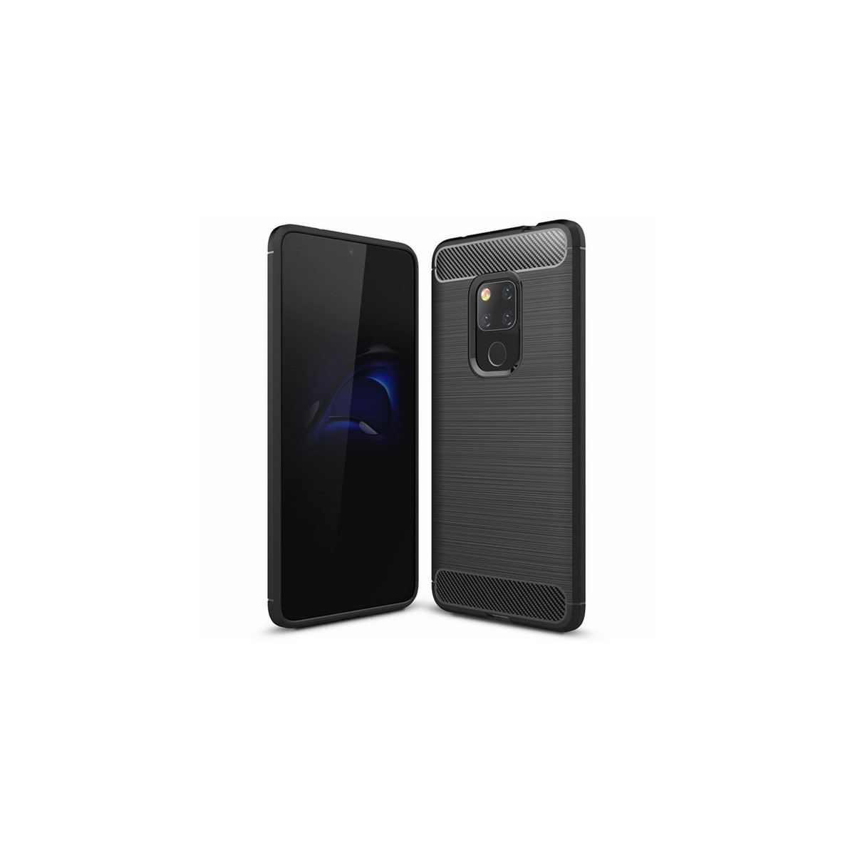 Funda Gel Tpu Tipo Carbon Negra para Huawei Mate 20