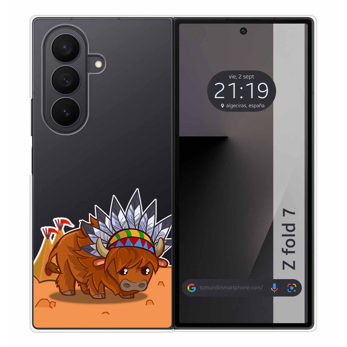 Funda Silicona Transparente para Samsung Galaxy Z Fold 7 5G diseño Bufalo Dibujos