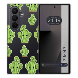 Funda Silicona Transparente para Samsung Galaxy Z Fold 7 5G diseño Cactus Dibujos