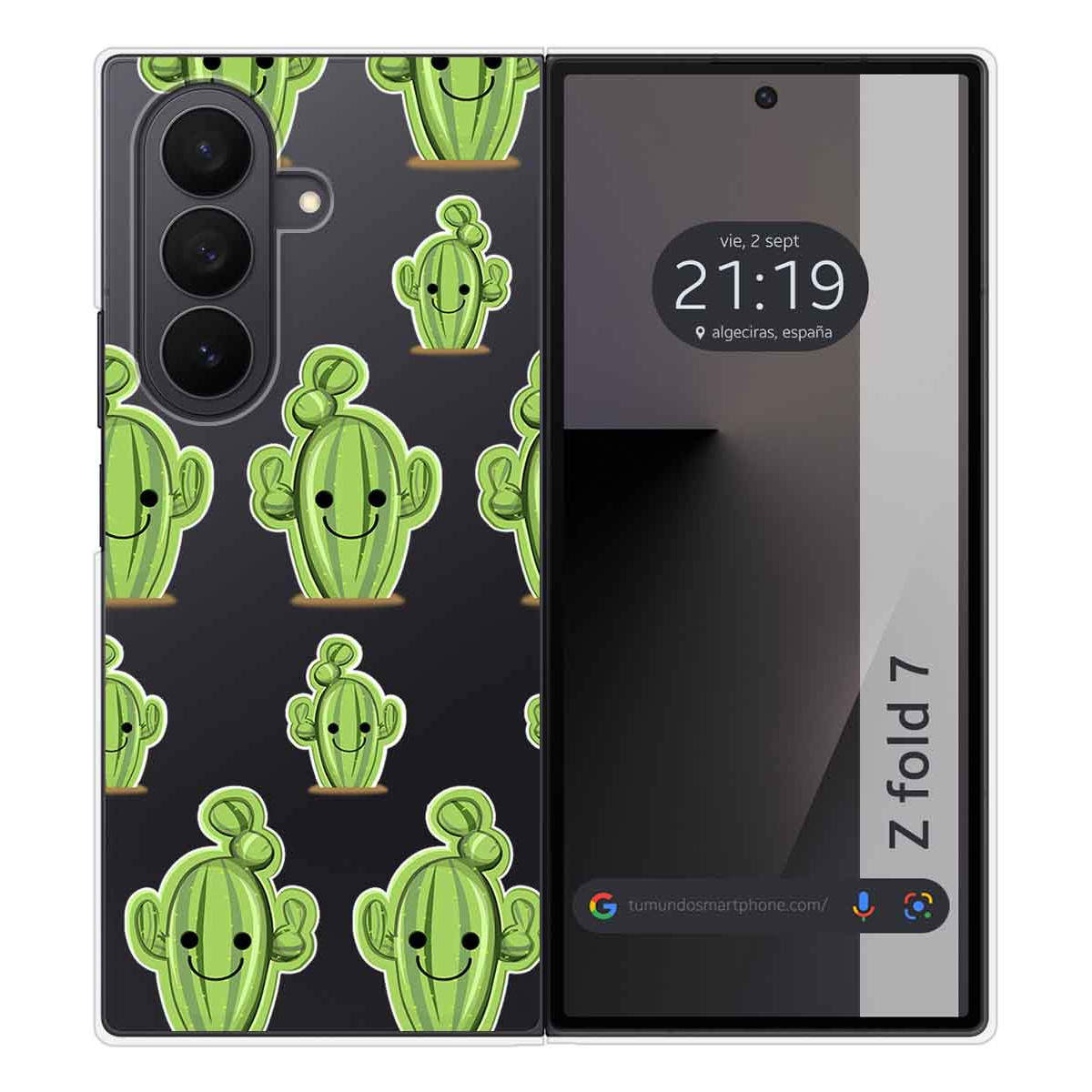 Funda Silicona Transparente para Samsung Galaxy Z Fold 7 5G diseño Cactus Dibujos