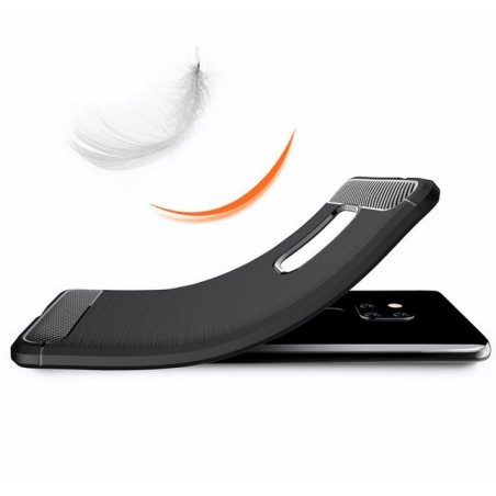 Funda Gel Tpu Tipo Carbon Negra para Huawei Mate 20