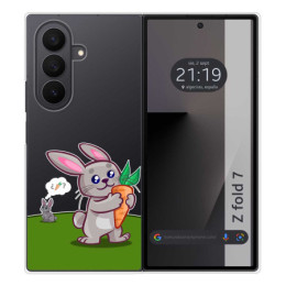 Funda Silicona Transparente para Samsung Galaxy Z Fold 7 5G diseño Conejo Dibujos