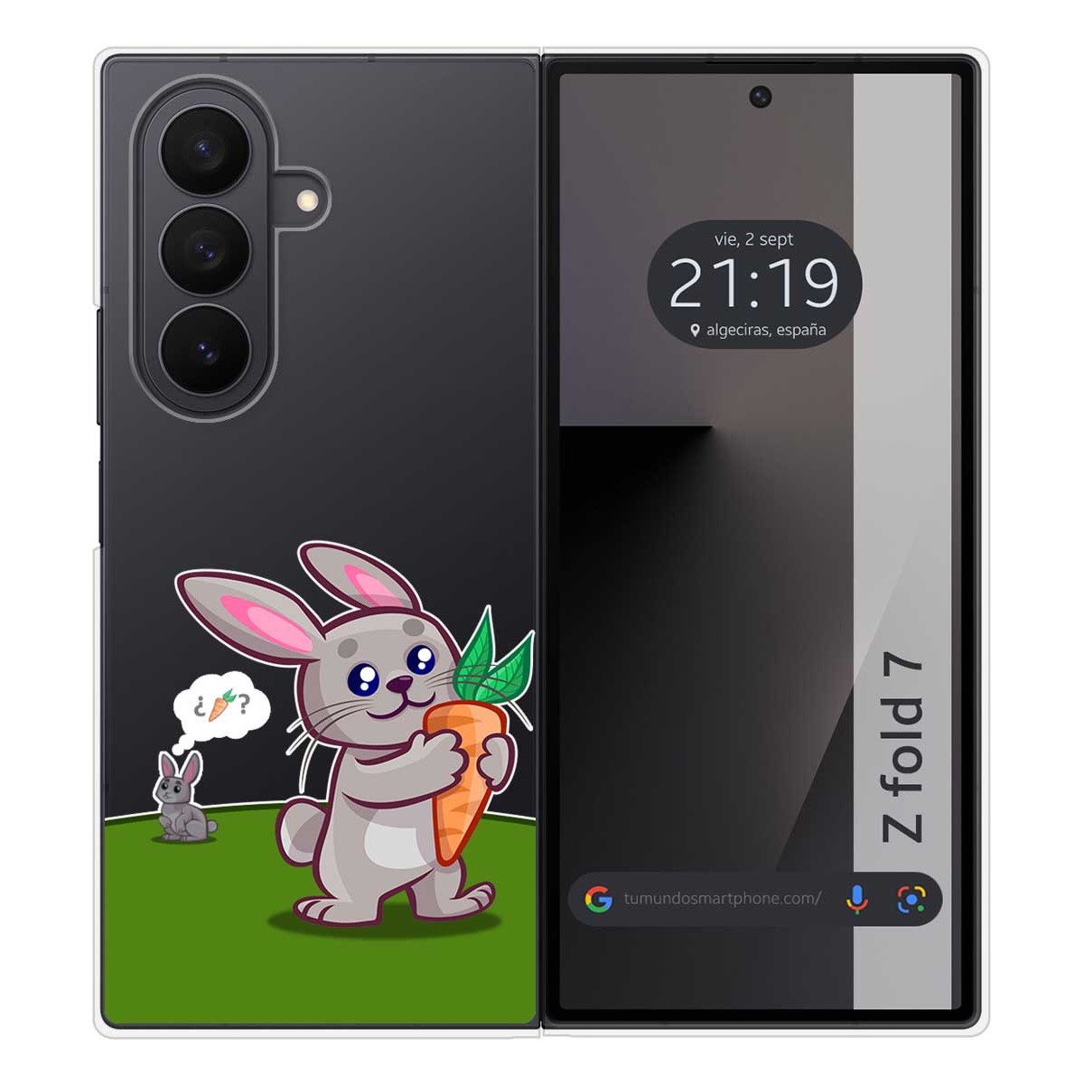 Funda Silicona Transparente para Samsung Galaxy Z Fold 7 5G diseño Conejo Dibujos