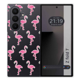 Funda Silicona Transparente para Samsung Galaxy Z Fold 7 5G diseño Flamenco Dibujos