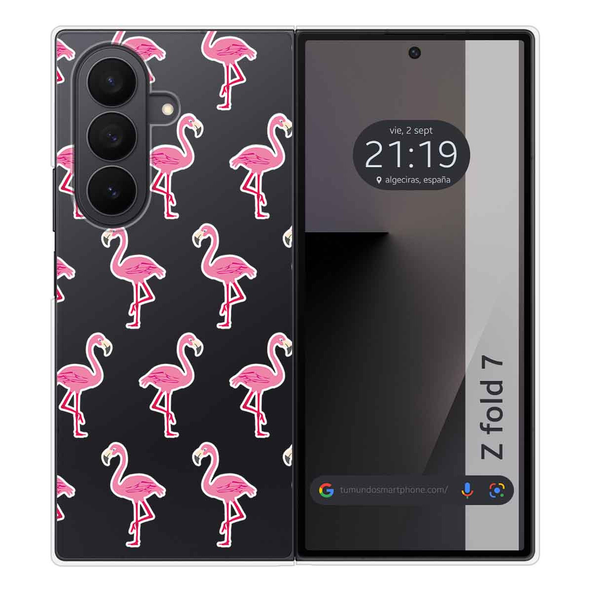 Funda Silicona Transparente para Samsung Galaxy Z Fold 7 5G diseño Flamenco Dibujos