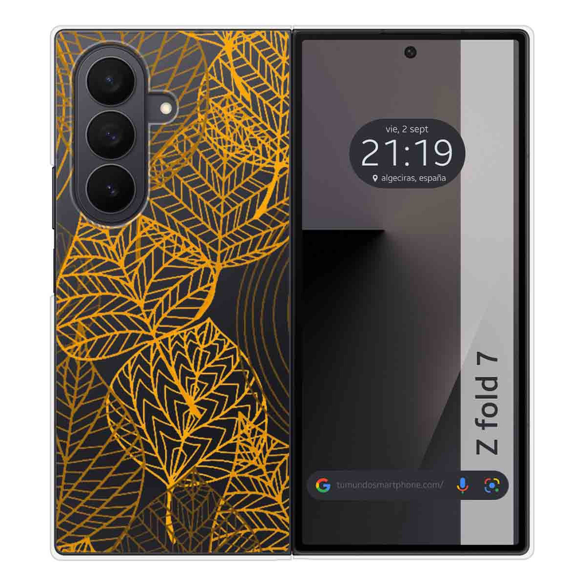 Funda Silicona Transparente para Samsung Galaxy Z Fold 7 5G diseño Hojas Dibujos