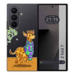 Funda Silicona Transparente para Samsung Galaxy Z Fold 7 5G diseño Jirafa Dibujos