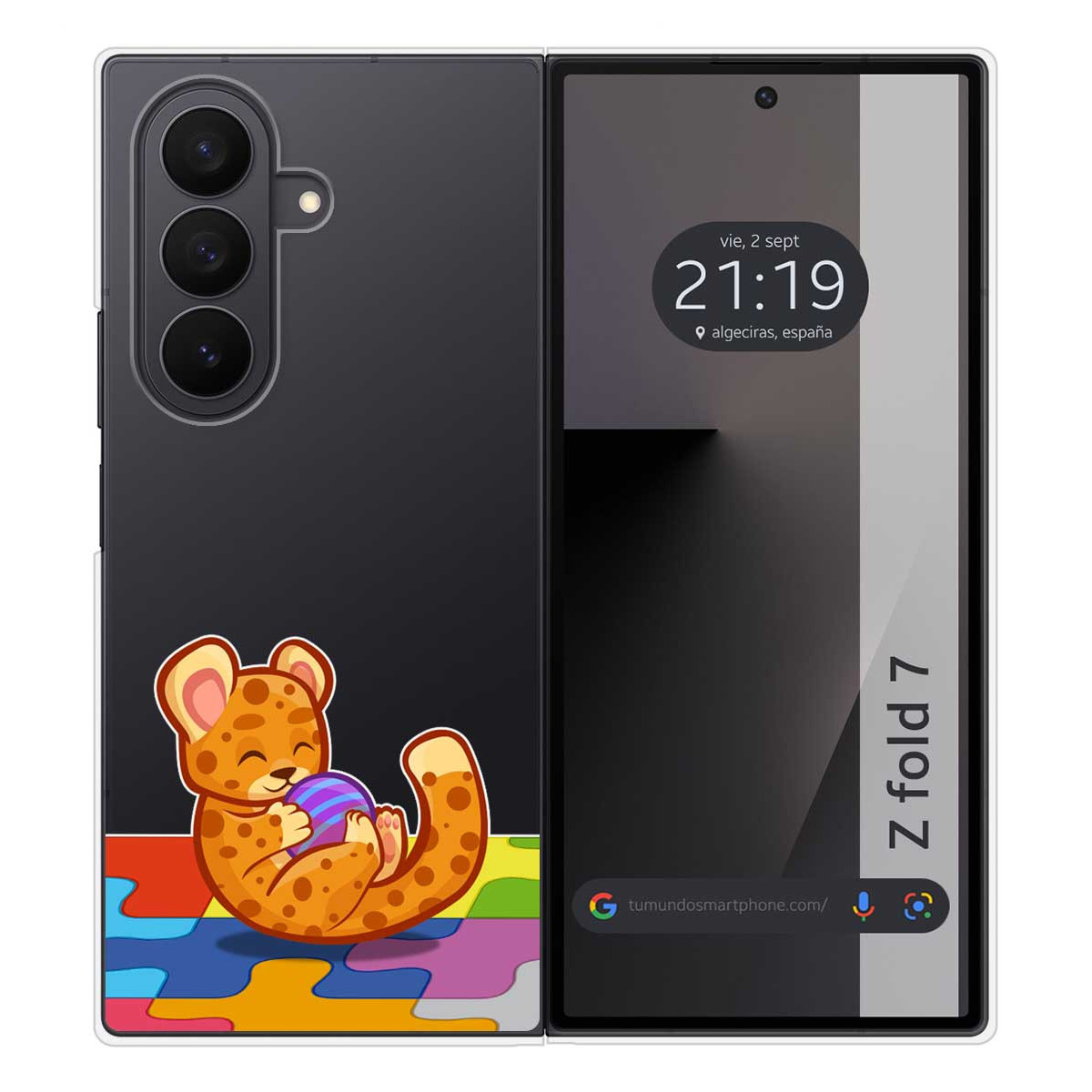 Funda Silicona Transparente para Samsung Galaxy Z Fold 7 5G diseño Leopardo Dibujos