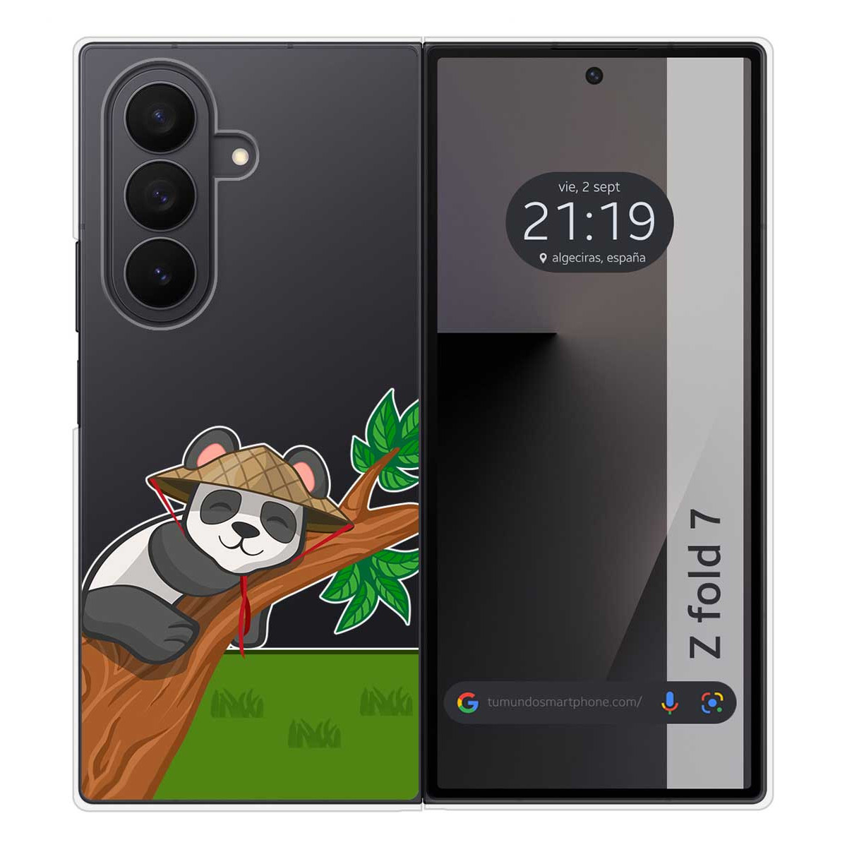 Funda Silicona Transparente para Samsung Galaxy Z Fold 7 5G diseño Panda Dibujos