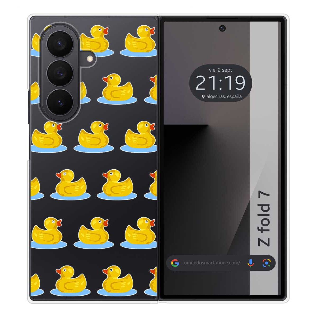 Funda Silicona Transparente para Samsung Galaxy Z Fold 7 5G diseño Pato Dibujos