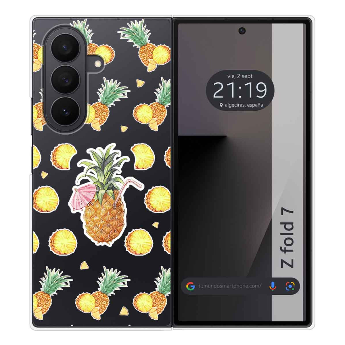 Funda Silicona Transparente para Samsung Galaxy Z Fold 7 5G diseño Piña Dibujos