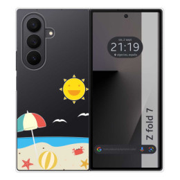 Funda Silicona Transparente para Samsung Galaxy Z Fold 7 5G diseño Playa Dibujos