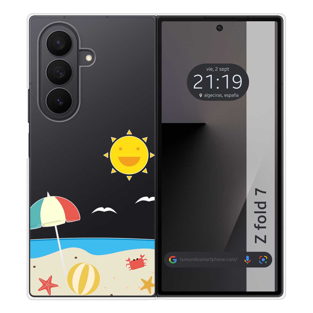 Funda Silicona Transparente para Samsung Galaxy Z Fold 7 5G diseño Playa Dibujos