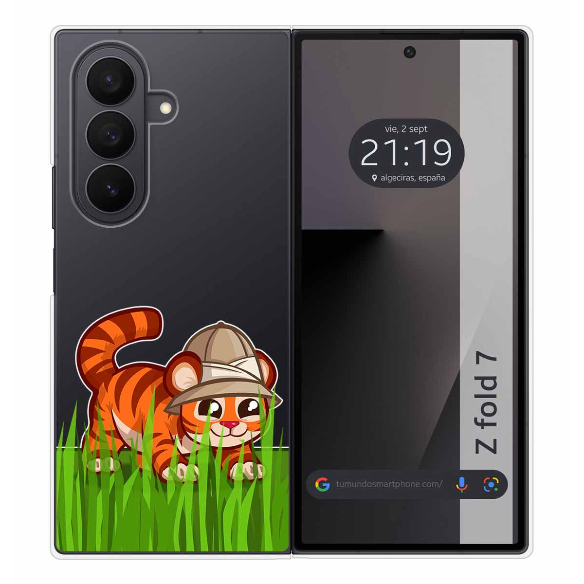 Funda Silicona Transparente para Samsung Galaxy Z Fold 7 5G diseño Tigre Dibujos