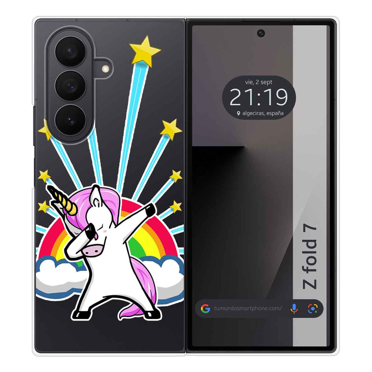 Funda Silicona Transparente para Samsung Galaxy Z Fold 7 5G diseño Unicornio Dibujos