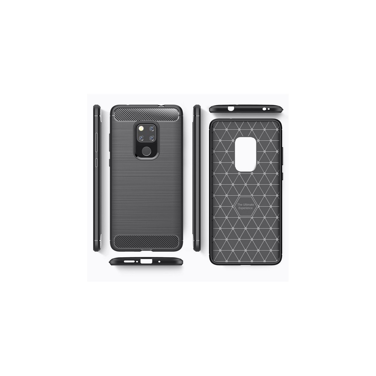 Funda Gel Tpu Tipo Carbon Negra para Huawei Mate 20