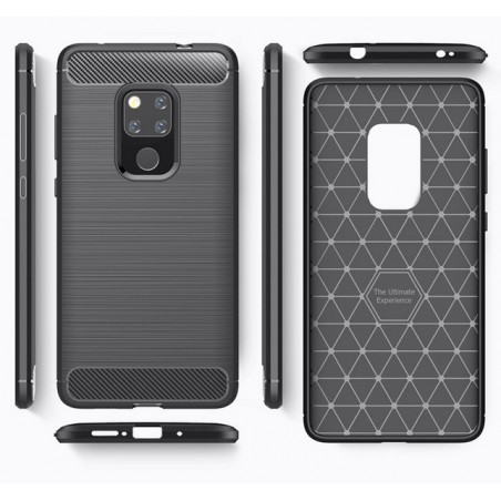 Funda Gel Tpu Tipo Carbon Negra para Huawei Mate 20