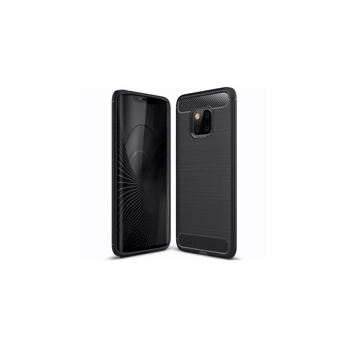 Funda Gel Tpu Tipo Carbon Negra para Huawei Mate 20 Pro