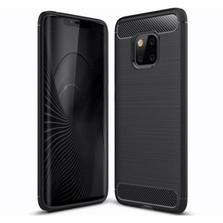 Funda Gel Tpu Tipo Carbon Negra para Huawei Mate 20 Pro