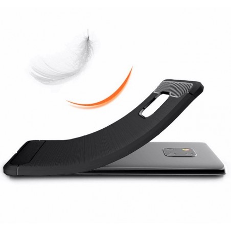 Funda Gel Tpu Tipo Carbon Negra para Huawei Mate 20 Pro