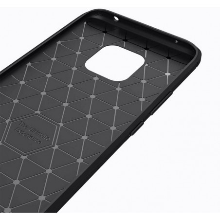Funda Gel Tpu Tipo Carbon Negra para Huawei Mate 20 Pro