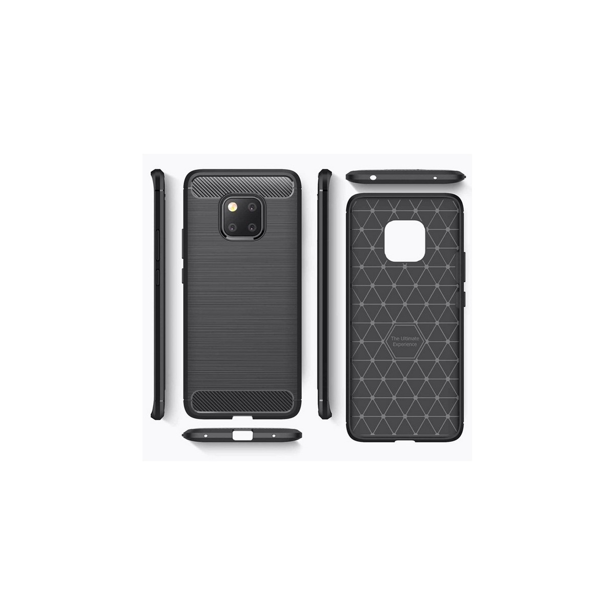 Funda Gel Tpu Tipo Carbon Negra para Huawei Mate 20 Pro